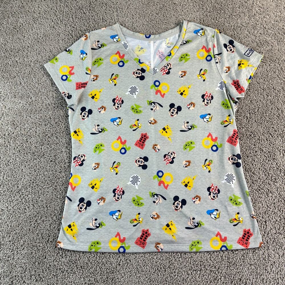 Disney Shirt Womens Extra Large Gray AOP 2020 Magic Kingdom Cast V Neck Ladies - Picture 2 of 12